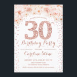 Convites Partido aniversário de 30 anos - Rosa Branca Doura<br><div class="desc">design Elegante do Convite de festas aniversário de 30 anos em ouro rosa e branco falso brilhante.</div>