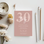 Convites Partido aniversário de 30 anos Rosa Moderno Minima<br><div class="desc">Este convite de festas de aniversário de 30 anos de tipografia minimalista é perfeito para uma festa de aniversário moderna. O design simples apresenta um texto branco clássico em fundo rosa. Personalizável em qualquer cor. Mantenha o design mínimo e elegante, como está, ou personalize-o adicionando seus próprios gráficos e trabalhos...</div>