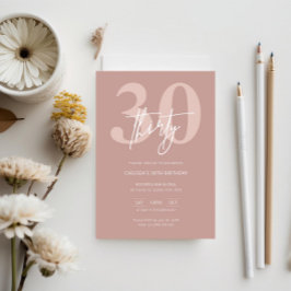 Convites Partido aniversário de 30 anos Rosa Moderno Minima