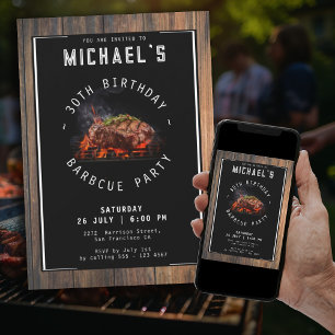 Convites Partido aniversário de 30 anos Russo de Barbecue