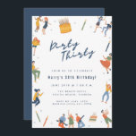 Convites Partido aniversário de 30 anos Sujo 30<br><div class="desc">Celebre uma aniversário de 30 anos com este convite de festas "sujo trinta". Personalizado com os detalhes do seu partido e invertido para coordenar o azul no verso.</div>