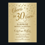 Convites Partido aniversário de 30 anos Surpresa - Dourado<br><div class="desc">Convite de festas de aniversário de 30 anos surpresas Elegante com ouro brilhante falso. Possui fonte de script e confetti. Saúde para 30 anos! Me mande mensagem se precisar de uma idade personalizada.</div>