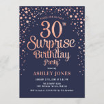 Convites Partido aniversário de 30 anos Surpresa - Marinho<br><div class="desc">Convite de festas de aniversário de 30 anos surpresa. Design de Elegante no marinho e ouro de rosa brilhante falso. Possui fonte de script na moda e confetti. Envie-me uma mensagem se precisar de idade personalizada.</div>