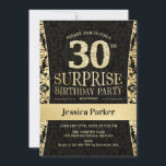Convites Partido aniversário de 30 anos Surpresa - Preto Do<br><div class="desc">Convite de festas surpresa em preto e ouro. Cartão de convite elegante com ouro brilhante falso e diamantes. Design clássico perfeito para uma festa de na moda. Envie-me uma mensagem se precisar de uma idade personalizada.</div>