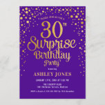 Convites Partido aniversário de 30 anos Surpresa - Roxo e D<br><div class="desc">Convite de festas de aniversário de 30 anos surpresa. Design elegante em roxo real e ouro brilhante. Possui fonte de script na moda e confetti. Envie-me uma mensagem se precisar de idade personalizada.</div>