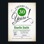 Convites Partido aniversário de 30 anos - Verde preto branc<br><div class="desc">Convite de festas aniversário de 30 anos em preto branco verde com fundo retrocremoso. Até 30 anos! Pode ser personalizado em qualquer ano. Envie-me uma mensagem se precisar de mais personalização.</div>