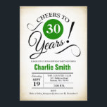 Convites Partido aniversário de 30 anos - Verde preto branc<br><div class="desc">Convite de festas aniversário de 30 anos em preto branco verde com fundo retrocremoso. Até 30 anos! Pode ser personalizado em qualquer ano. Envie-me uma mensagem se precisar de mais personalização.</div>
