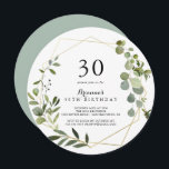 Convites Partido aniversário de 30 anos Verde Tropical Dour<br><div class="desc">Este convite de festas verde-aniversário de 30 anos geométrico de ouro tropical é perfeito para uma festa de aniversário moderna. A design apresenta lindas folhas verdes pintadas à mão,  enfeitando um quadro geométrico dourado.</div>