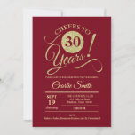 Convites Partido aniversário de 30 anos - Vermelho escuro D<br><div class="desc">Convite de festas aniversário de 30 anos em vermelho escuro com padrão de ouro brilhante falso. Apresenta a fonte do script de tipografia de tendência. Simples design moderno,  perfeito para uma festa elegante. Até 30 anos! Pode ser personalizado em qualquer idade! Envie-me uma mensagem se precisar de mais personalização.</div>