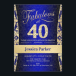 Convites Partido aniversário de 40 anos - Azul Real Dourado<br><div class="desc">Convite de festas aniversário de 40 anos em azul real e ouro. Cartão de convite elegante com ouro brilhante falso e diamantes. Apresenta cor damasco e fonte de script. Fabuloso aos quarenta! Design clássico perfeito para uma festa de na moda. Envie-me uma mensagem se precisar de uma idade personalizada.</div>