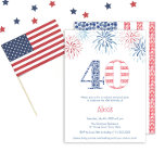 Convites Partido aniversário de 40 anos Azul Vermelho Azul<br><div class="desc">Junte-se a nós para uma espetacular celebração de aniversário de 40 anos! Este convite divertido apresenta um tema vermelho, branco e azul patriótico, com o número 40 de palco central. As explosões de fogo em vermelho e azul adicionam um toque festivo a este evento marco. Perfeito para uma celebração memorável...</div>
