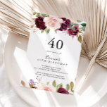Convites Partido aniversário de 40 anos Botânico Rustic Flo<br><div class="desc">Este convite de festas botânico floral rústico é perfeito para uma bolsa mensageifesta de aniversario elegante. A design apresenta flores e folhagem lindas e coloridas desenhadas à mão,  elegantemente organizadas em buquês atraentes.</div>