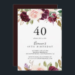 Convites Partido aniversário de 40 anos Botânico Rustic Flo<br><div class="desc">Este convite de festas botânico floral rústico é perfeito para uma bolsa mensageifesta de aniversario elegante. A design apresenta flores e folhagem lindas e coloridas desenhadas à mão,  elegantemente organizadas em buquês atraentes.</div>