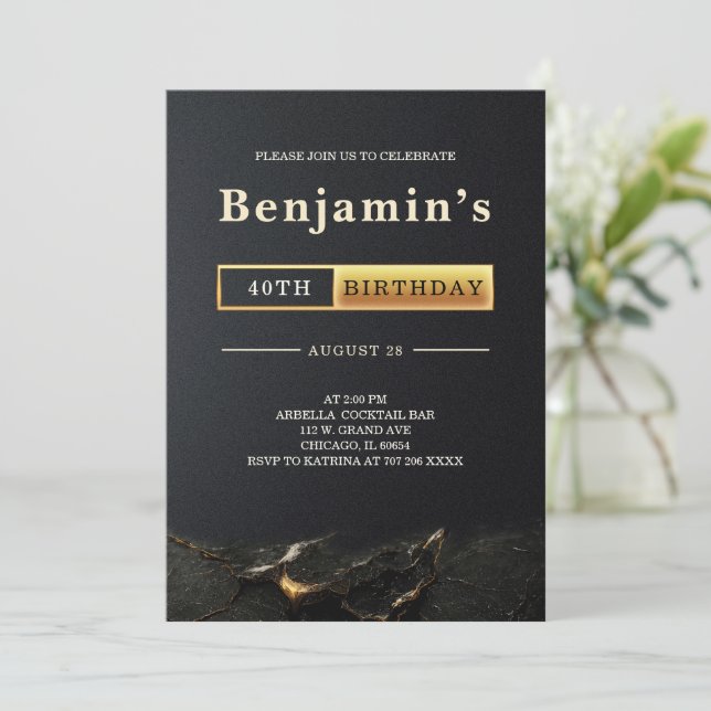 Convites Partido aniversário de 40 anos de Adultos (Em pé/Frente)