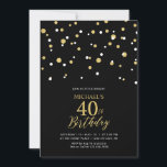 Convites Partido aniversário de 40 anos de Confetti de Hexá<br><div class="desc">Celebre seu dia especial com este convite de festas aniversário de 40 anos moderno. Este design apresenta um script de na moda com letra "aniversário de 40 anos" com um confete em forma de hexágono com uma combinação de cores preto e dourado. Há mais material de festa disponível no meu...</div>
