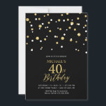 Convites Partido aniversário de 40 anos de Confetti de Hexá<br><div class="desc">Celebre seu dia especial com este convite de festas aniversário de 40 anos moderno. Este design apresenta um script de na moda com letra "aniversário de 40 anos" com um confete em forma de hexágono com uma combinação de cores preto e dourado. Há mais material de festa disponível no meu...</div>