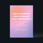 Convites Partido aniversário de 40 anos de Gradação Roxo-Ro<br><div class="desc">Um pastel sonhador,  cor-de-rosa,  roxo e laranja mole,  cria um pano de fundo vibrante para comemorar um aniversário marcante. Pop brancos negros contra o gradiente liso para um olhar moderno e na moda. Esta design combina com festas noturnas e adultos divertidos entrando em uma nova década com brilho.</div>
