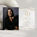 Convites Partido aniversário de 40 anos de Imagem Dourada B<br><div class="desc">Este é um Convite de festas de Foto de aniversário de 40 anos de Imagem Personalizada de Agate Dourado Elegante!</div>