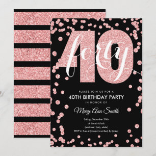 Convites Partido aniversário de 40 anos de Rosa de de bril
