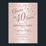 Convites Partido aniversário de 40 anos de rosa Dourada<br><div class="desc">design Elegante do Convite de festas aniversário de 40 anos com efeito de rosa e folha de ouro com brilho sujo. Cartão de convite para diamantes brilhantes,  confetti e na moda. Glam borrado,  rosa e branco. Saúde para 40 anos! Envie-me uma mensagem se precisar de mais personalização.</div>