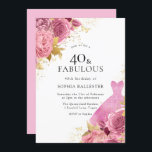 Convites Partido aniversário de 40 anos de Rosas de vestir<br><div class="desc">Aniversário de 40 anos de Rosa de vestimenta Dourada rosa,  Convite de festas de vestimenta,  designs florais mais elegantes em nossa loja! Consulte a coleção correspondente em nossa loja</div>