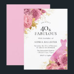 Convites Partido aniversário de 40 anos de Rosas de vestir<br><div class="desc">Aniversário de 40 anos de Rosa de vestimenta Dourada rosa,  Convite de festas de vestimenta,  designs florais mais elegantes em nossa loja! Consulte a coleção correspondente em nossa loja</div>