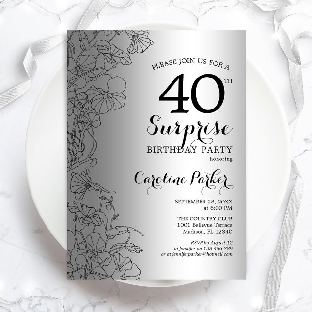 Convites Partido aniversário de 40 anos de Silver Surprise (Criador carregado)