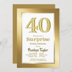 Convites Partido aniversário de 40 anos de surpresa Dourada