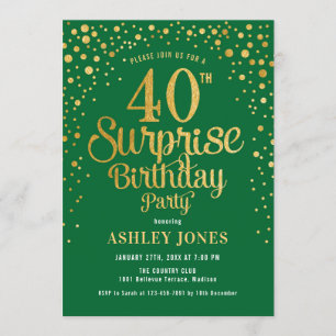 Convites Partido aniversário de 40 anos de Surpresa - Verde