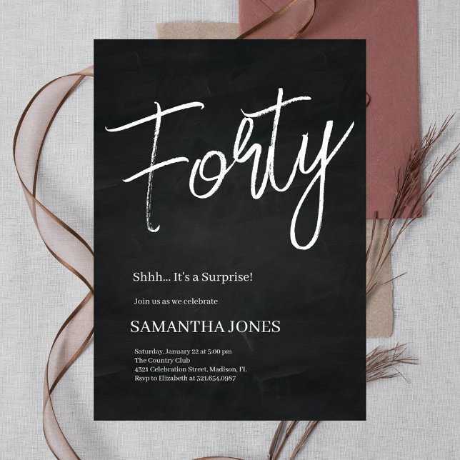 Convites Partido aniversário de 40 anos do 41, preto e bran (Criador carregado)