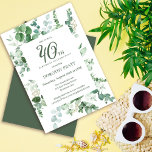 Convites Partido aniversário de 40 anos do Eucalipto Verde<br><div class="desc">Linda estrutura verde-escura de eucalipto. Sexo neutro,  adequado para um homem ou uma mulher,  convite para o aniversário de adultos. Sombras de crio verde é um simples e moderno design botânico. Uma parte verde escura completa a design.</div>