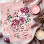 Convites Partido aniversário de 40 anos dos Cravos Elegante<br><div class="desc">Os antigos cravos cor-de-rosa,  mauve e burgundy são design do design floral do "Partido aniversário de 40 anos" com uma coroa floral de cravos de fosco branco.</div>
