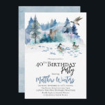 Convites Partido aniversário de 40 anos dos Patos Florestai<br><div class="desc">Cena de floresta madeireira com temática natural com festa de patos para seu "aniversário de 40 anos". Design composto por Designs Holiday Hearts.</div>