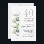 Convites Partido aniversário de 40 anos Eucalyptus<br><div class="desc">Crie seus próprios convites de aniversário facilmente usando nosso orçamento Eucalyptus Greenery Watercolor modelo clicando no botão "Personalizar". Perfeito para qualquer idade e facilmente redirecionado para outros eventos especiais quando você clica em "Editar usando a Ferramenta de Design"</div>