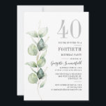Convites Partido aniversário de 40 anos Eucalyptus Greenery<br><div class="desc">Crie seu próprio convite de aniversário botânico de aquarela usando nosso Eucalyptus deixa modelo de convite clicando no botão "Personalizar"</div>