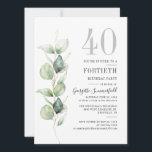 Convites Partido aniversário de 40 anos Eucalyptus Greenery<br><div class="desc">Crie seu próprio convite de aniversário botânico de aquarela usando nosso Eucalyptus deixa modelo de convite clicando no botão "Personalizar"</div>