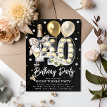 Convites Partido aniversário de 40 anos para Adultos Russos<br><div class="desc">Celebre em estilo com este convite de festas de aniversário de 40 anos para adultos rústico. Design apresenta um chalkboard blackground,  leve número quarenta,  balões de ouro,  champanhe,  florais e confete. O modelo editável é fácil de personalizar usando o modelo fornecido.</div>