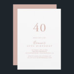 Convites Partido aniversário de 40 anos Simples e Dourado<br><div class="desc">Este convite de festas rosa de ouro simples e minimalista é perfeito para uma festa de aniversário moderna. O design simples e elegante apresenta a tipografia de script clássico e de rico em rosa-ouro.</div>