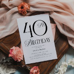 Convites Partido aniversário de 40 anos Simples Elegante<br><div class="desc">Convite de festas simples Elegante</div>