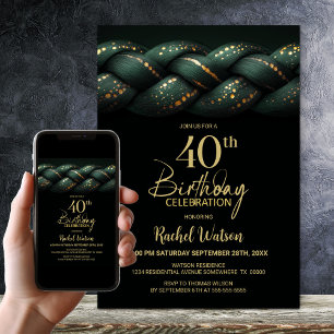 Convites Partido aniversário de 40 anos Verde Dourado
