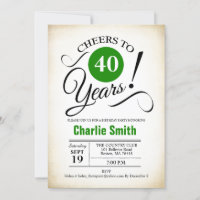Partido aniversário de 40 anos - Verde preto branc