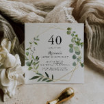 Convites Partido aniversário de 40 anos Verde Tropical Dour<br><div class="desc">Este convite de festas verde-aniversário de 40 anos geométrico de ouro tropical é perfeito para uma simples festa de aniversário. A design apresenta lindas folhas verdes pintadas à mão,  enfeitando um quadro geométrico dourado.</div>
