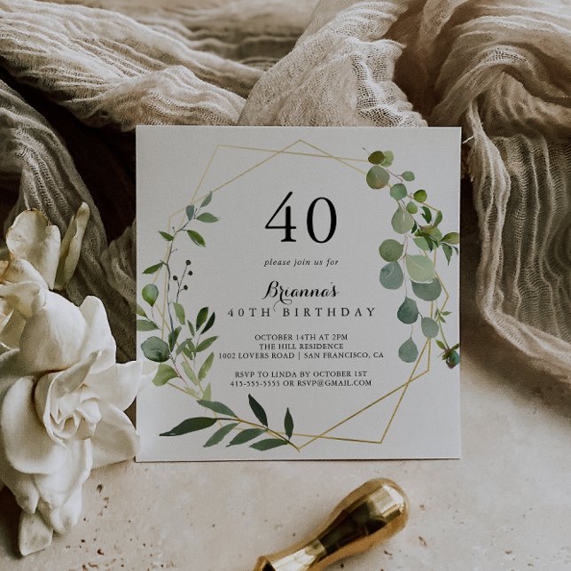 Convites Partido aniversário de 40 anos Verde Tropical Dour (Criador carregado)