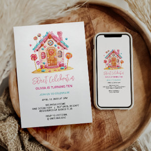 Convites Partido Aniversário de criança da Candyland Sweet 