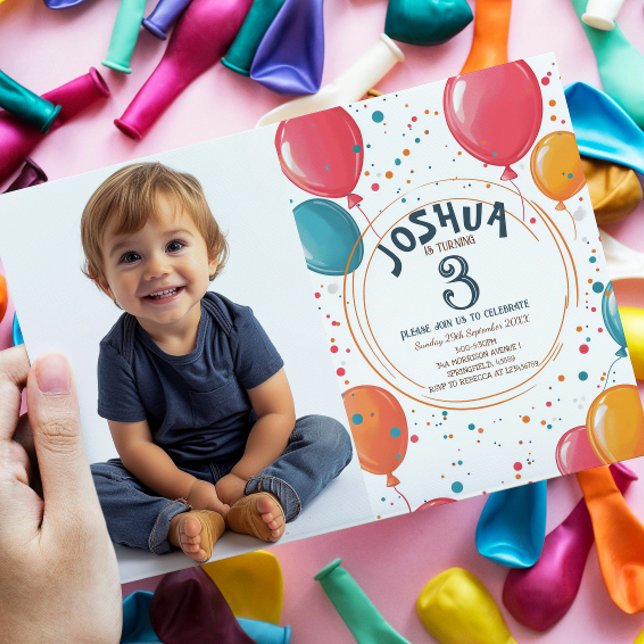 Convites Partido Aniversário de criança dos Balões do Parti (Criador carregado)