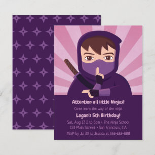 Convites Partido Aniversário de criança Ninja Learn Ninju