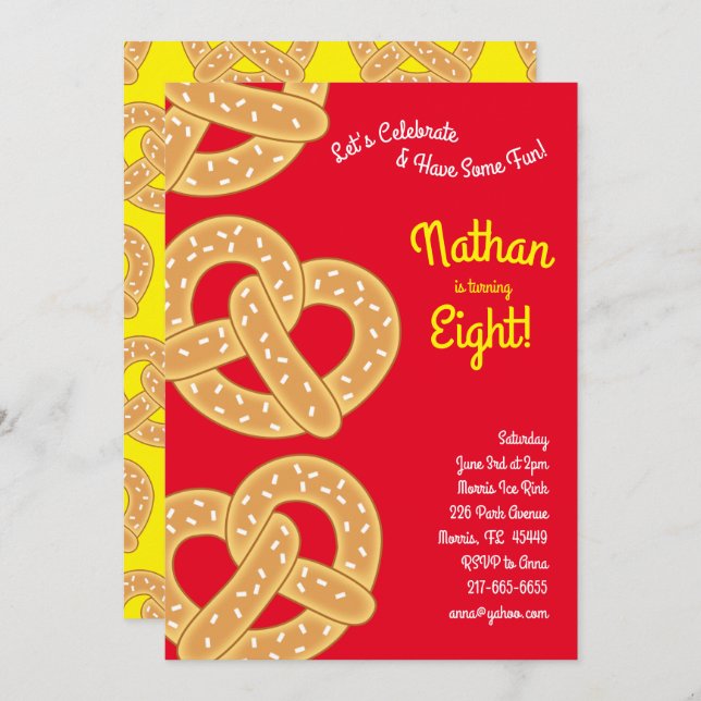 Convites Partido Aniversário de criança Pretzels (Frente/Verso)