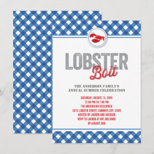 Convites Partido anual do verão da fervura azul da lagosta