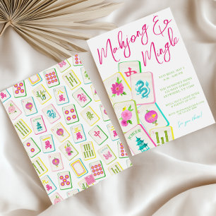 Convites Partido Azulejos Watercolor Bright Mahjong