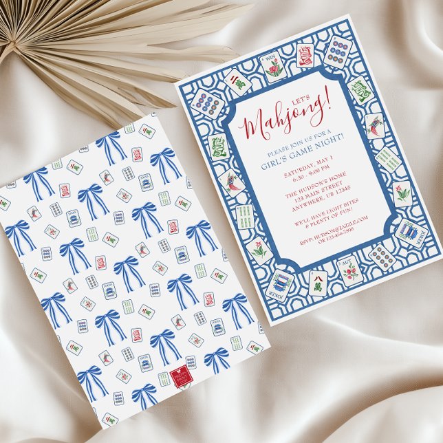 Convites Partido Azulejos Watercolor Mahjong (Criador carregado)